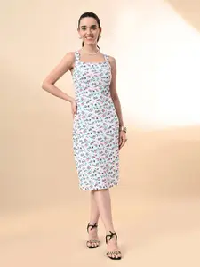 IUGA Floral Print Bodycon Midi Dress