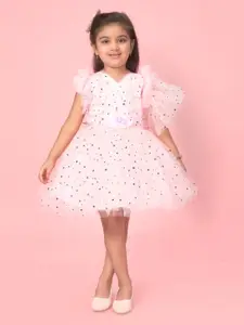 BAESD Flutter Sleeve Net Fit & Flare Dress