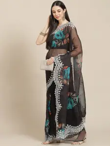 Anouk Floral Embroidered Organza Saree