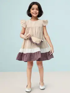 Toonyport Girls Cap Sleeve A-Line Dress with Bag