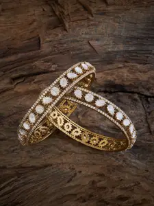 Kushal's Fashion Jewellery Embellished Bridal  Set Of 2 Kundan Studded Bangles