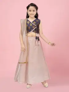 BAESD Girls Printed Foil Print Ready to Wear Silk Lehenga & Blouse With Dupatta