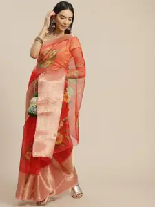 Anouk Floral Zari Organza Saree