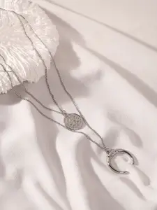 SOHI Silver Plated Layered Necklace