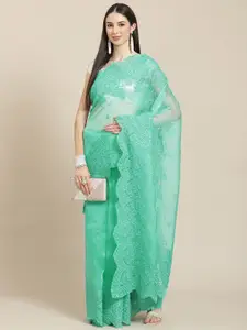 Anouk Floral Embroidered Organza Saree