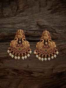 Kushal's Fashion Jewellery Gold-Plated Peacock Shaped Drop Earrings