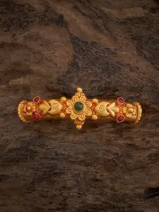 Kushal's Fashion Jewellery 92.5 Pure Silver Gold Plated Ruby Studded Bangle