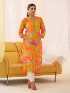 Sangria Floral Printed Straight Kurta