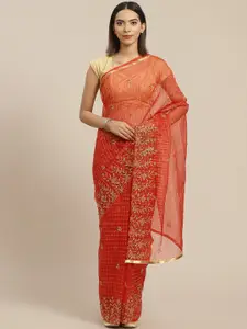 Anouk Floral Embroidered Organza Saree
