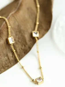 MYKI Gold-Plated Stainless Steel Cubic Zirconia Necklace