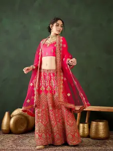 Sangria Embroidered Semi-Stitched Lehenga & Unstitched Choli With Dupatta