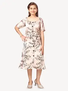 BAESD Floral Print Flared Sleeve Fit & Flare Midi Dress