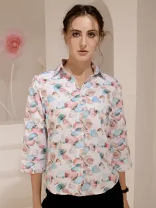 TANDUL Women Standard Spread Collar Floral Printed Polycotton Casual Shirt