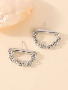 SOHI The Chain Bar Silver-Plated Drop Earrings