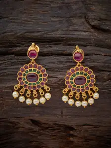 Kushal's Fashion Jewellery Gold-Plated Artificial Beaded Antique Classic Drop Earrings