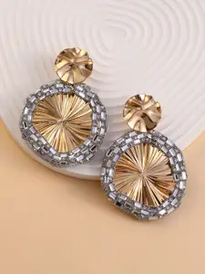 SOHI Revolving Mirror Gold-Plated Contemporary Drop Earrings