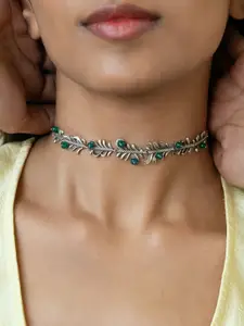SHAYA 925 Silver Beaded Oxidized Choker Necklace