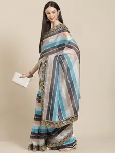 Anouk Striped Organza Saree