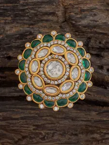 Kushal's Fashion Jewellery Embellished Bridal Kundan Studded Adjustable Finger Ring