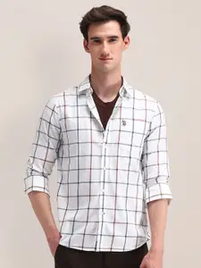 U.S. Polo Assn. Men Classic Cutaway Collar Windowpane Checked Cotton Formal Shirt
