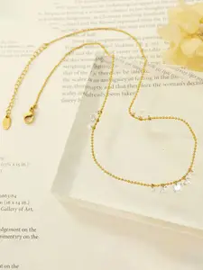 MYKI Gold-Plated Stainless Steel Cubic Zirconia Necklace