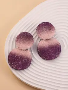 SOHI Glacier Circular Amethyst Drop Earrings