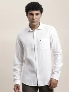 Turtle Men Relaxed Spread Collar Solid Cotton Slim Fit Casual Shirt