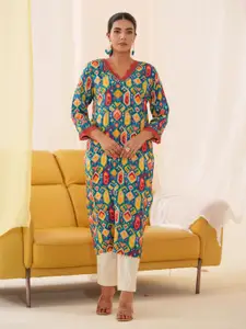 Sangria Abstract Printed Straight Kurta