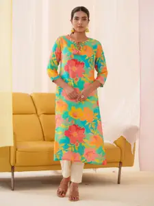 Sangria Floral Printed Straight Kurta