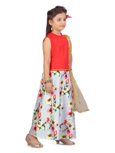 BAESD Girls Ready to Wear Floral Printed Silk Lehenga & Blouse With Dupatta
