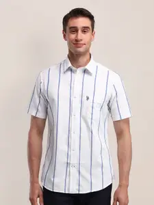 U.S. Polo Assn. Men Classic Cutaway Collar Vertical Striped Cotton Formal Shirt