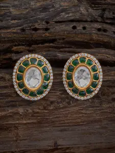 Kushal's Fashion Jewellery Kundan Studded Oval Studs