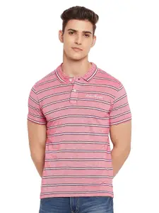 Duke Men Striped Polo Collar Cotton T-shirt