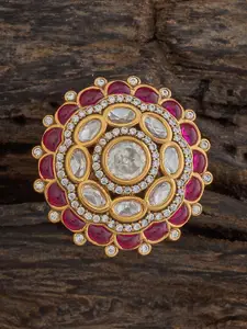 Kushal's Fashion Jewellery Embellished Bridal Kundan -Studded Adjustable Finger Ring
