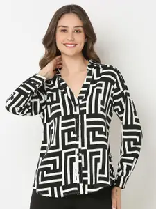 NOT SO PINK Women New Spread Collar Abstract Printed Casual Shirt