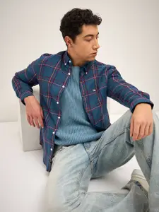 THE BEAR HOUSE Men Tartan Checked Slim Fit Casual Shirt