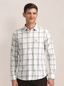 U.S. Polo Assn. Men Classic Cutaway Collar Tartan Checked Cotton Formal Shirt