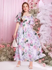 BAESD Floral Print Flared Sleeve Fit & Flare Maxi Dress
