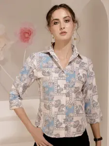 TANDUL Women Standard Spread Collar Floral Printed Polycotton Casual Shirt