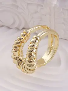 SOHI Gold Plated Adjustable Mollusks Statement Finger Ring