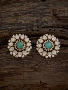 Kushal's Fashion Jewellery Gold-Plated Floral Shaped Copper Kundan Studs