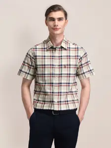 U.S. Polo Assn. Men Classic Cutaway Collar Tartan Checked Cotton Formal Shirt