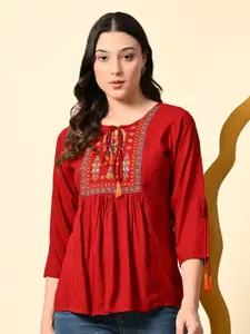 aaivan Women Floral Printed Round Neck Top