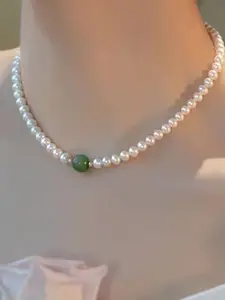 MYKI Gold-Plated Stainless Steel Pearl Beaded Necklace