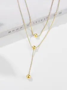 MYKI Gold-Plated Stainless Steel Cubic Zirconia Layered Necklace