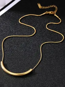 MYKI Gold-Plated Stainless Steel Curved Bar Necklace