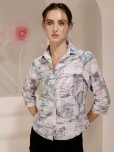 TANDUL Women Standard Spread Collar Abstract Printed Polycotton Casual Shirt