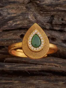 Kushal's Fashion Jewellery Gold-Plated Stone-Studded Adjustable Finger Ring