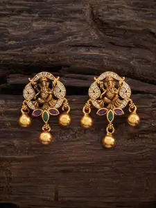 Kushal's Fashion Jewellery Embellished Bridal Gold-Plated Classic Drop Earrings