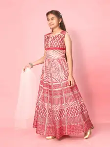 BAESD Girls Ethnic Motifs Printed Silk Ready to Wear Lehenga & Blouse With Dupatta